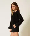 Actitude By Twinset Blouson En Maille Et Organza In Black
