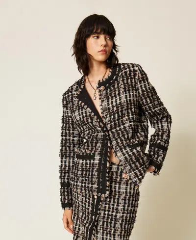 Actitude By Twinset Blouson Myfo En Tissu Bouclé Avec Boutons Bijoux In Spécial Bouclé
