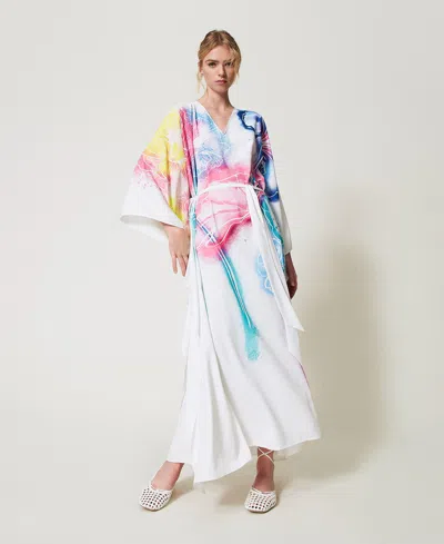 Actitude By Twinset Caftan Long Myfo Avec Ceinture In Multi
