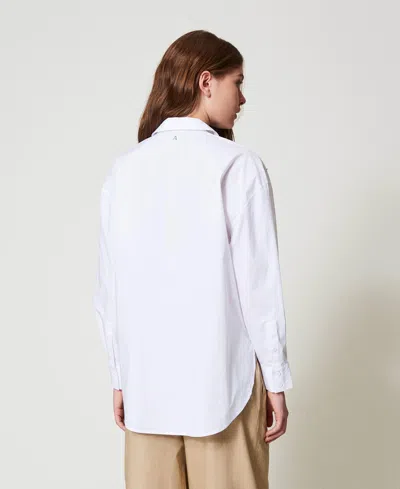 Actitude By Twinset Chemise Avec Broderies Réalisées À La Main In White