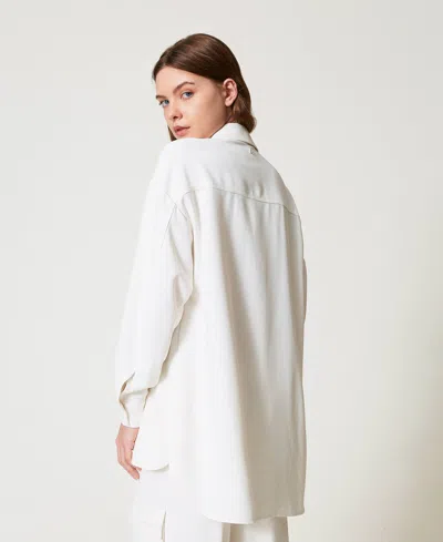 Actitude By Twinset Chemise En Crêpe Piqué In White