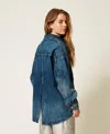 Actitude By Twinset Chemise En Jean Avec Fente In Blue