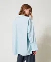 Actitude By Twinset Chemise En Popeline Avec Broderie De Chatons In Blue