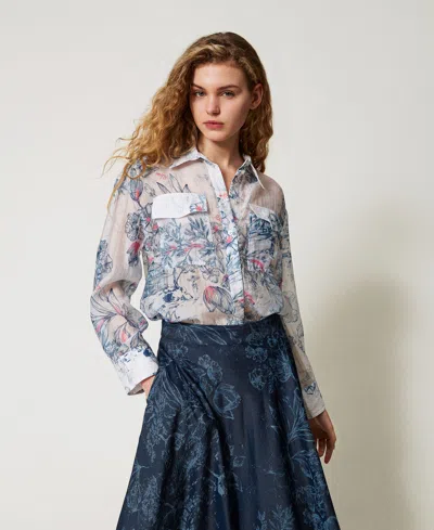 Actitude By Twinset Chemise Myfo En Organza À Fleurs In Multi
