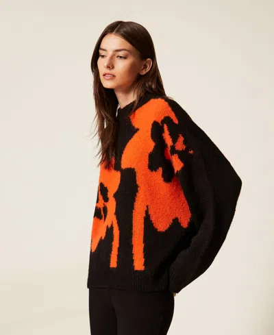 Actitude By Twinset Crew Neck Jumper With Inlay In Black