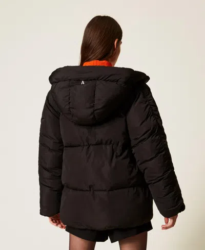 Actitude By Twinset Doudoune Avec Surpiqûres Et Capuche In Black