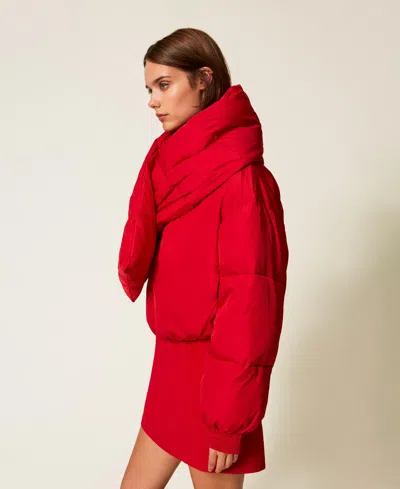Actitude By Twinset Doudoune Bomber Avec Écharpe In Red