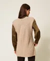 Actitude By Twinset Gilet En Maille Avec Sequins In Neutral