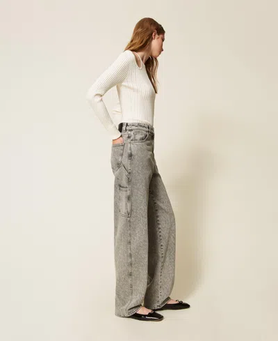 Actitude By Twinset Jean Ample Animalier In Gray