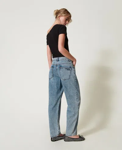 Actitude By Twinset Jean Barrel Avec Strass In Green