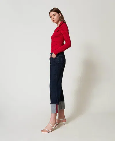 Actitude By Twinset Jean Cropped Avec Revers