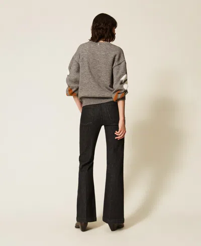 Actitude By Twinset Jean Évasé Cinq Poches In Denim Noir