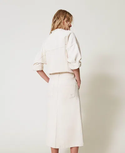 Actitude By Twinset Jupe En Bull Avec Coton Bio In White