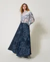 Actitude By Twinset Jupe Longue Myfo En Jean À Fleurs In Multi