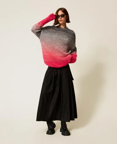 Actitude By Twinset Jupe Longue Myfo Plissée Avec Ceinture In Black