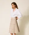 Actitude By Twinset Jupe Mi-longue Avec Broderies Réalisées À La Main In Neutral