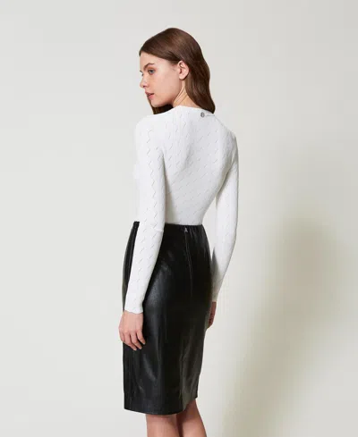 Actitude By Twinset Jupe Mi-longue Effet Cuir In Black