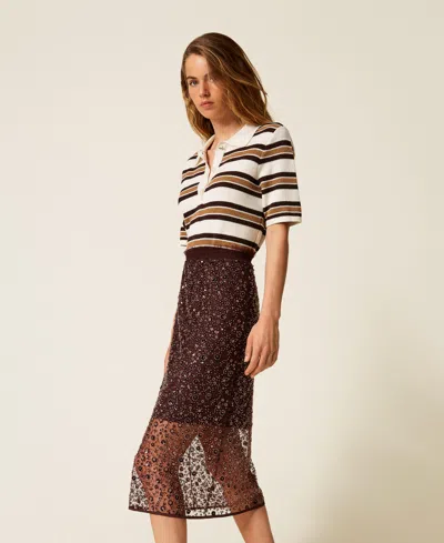 Actitude By Twinset Jupe Mi-longue En Tulle Avec Sequins In Multi