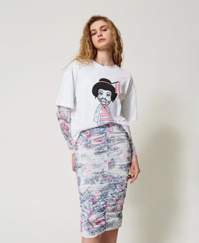 Actitude By Twinset Jupe Mi-longue Myfo Avec Fronce In White