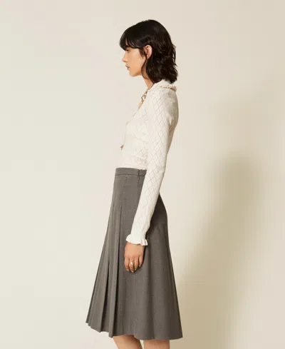 Actitude By Twinset Jupe Mi-longue En Flanelle In Gris Moyen Chiné