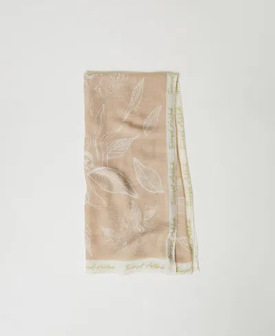 Actitude By Twinset Keffieh Avec Imprimé Floral In Neutral