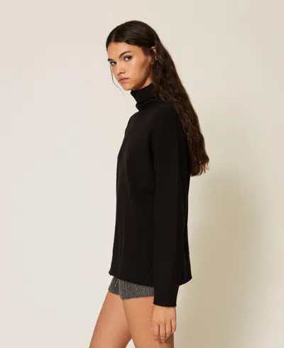 Actitude By Twinset Loose Fitting Turtleneck Jumper In Black