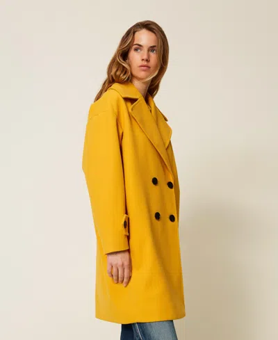 Actitude By Twinset Manteau Croisé En Drap In Yellow