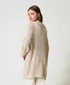 Actitude By Twinset Maxi Cardigan Ajouré In Neutral