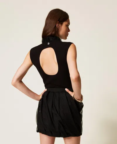 Actitude By Twinset Mini-jupe Ballon En Tulle In Black