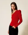Actitude By Twinset Pull Asymétrique Avec Drapé In Red