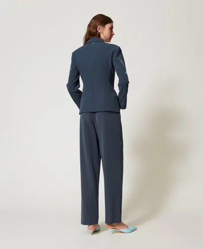 Actitude By Twinset Pantalon Ample Avec Pinces In Blue
