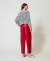 Actitude By Twinset Pantalon Barrel Effet Cuir In Red