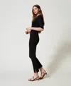 Actitude By Twinset Pantalon Cigarette Avec Fleurs In Black