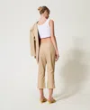 Actitude By Twinset Poplin Cropped Trousers In Neutral