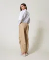 Actitude By Twinset Poplin Joggers In Brown