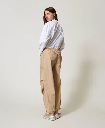 Actitude By Twinset Pantalon De Jogging En Popeline In Brown