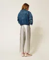 Actitude By Twinset Pantalon Effet Cuir Craquelé In Blue
