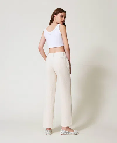 Actitude By Twinset Pantalon En Bull Avec Coton Bio In White