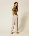 Actitude By Twinset Pantalon Motard Effet Cuir In Neutral