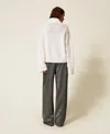 Actitude By Twinset Pantalon Palazzo Avec Imprimé Lamé In Gray