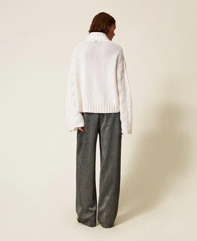 Actitude By Twinset Pantalon Palazzo Avec Imprimé Lamé In Gray