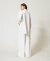 Actitude By Twinset Pantalon Palazzo En Crêpe Piqué In White