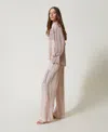 Actitude By Twinset Pantalon Palazzo En Satin In Neutral