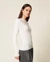 Actitude By Twinset Pull Ajusté Avec Empiècement Transparent In White