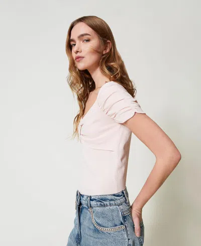 Actitude By Twinset Pull Ajusté Avec Fronces In White