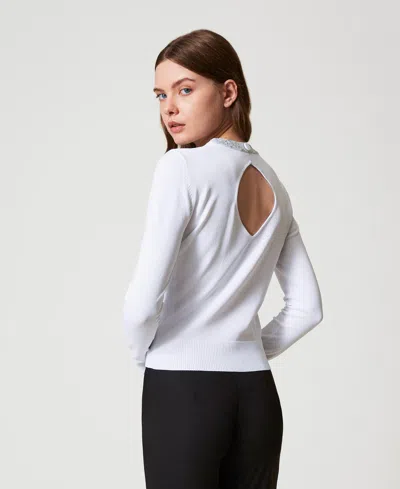 Actitude By Twinset Pull Ajusté Avec Sequins In White