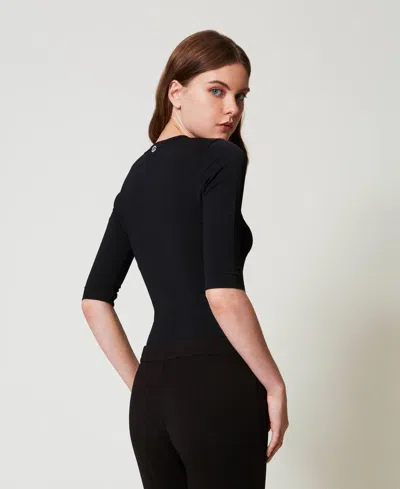 Actitude By Twinset Pull Ajusté Avec Strass In Black