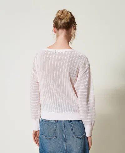 Actitude By Twinset Pull Avec Manches Kimono In White