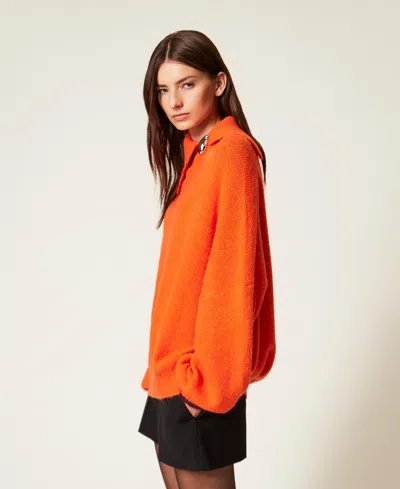 Actitude By Twinset Pull Col Montant Avec Broche In Orange