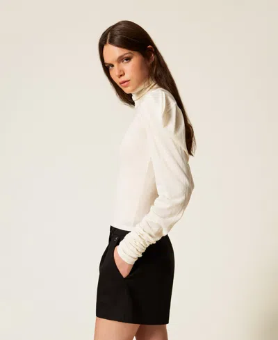 Actitude By Twinset Pull Col Montant Avec Drapé In White